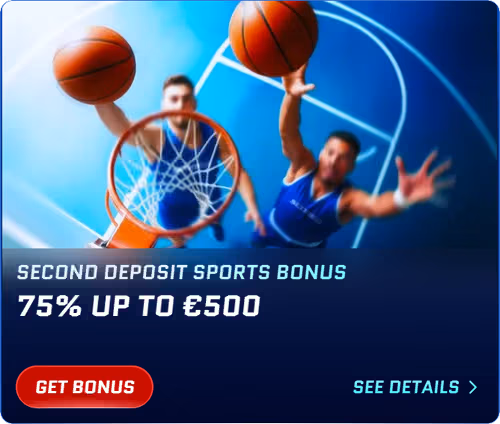 Bonus sportowy od trzeciej wpłaty 75% do 250 €